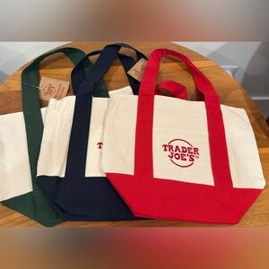Trader Joe's Mini Canvas Tote Bags Set of 3